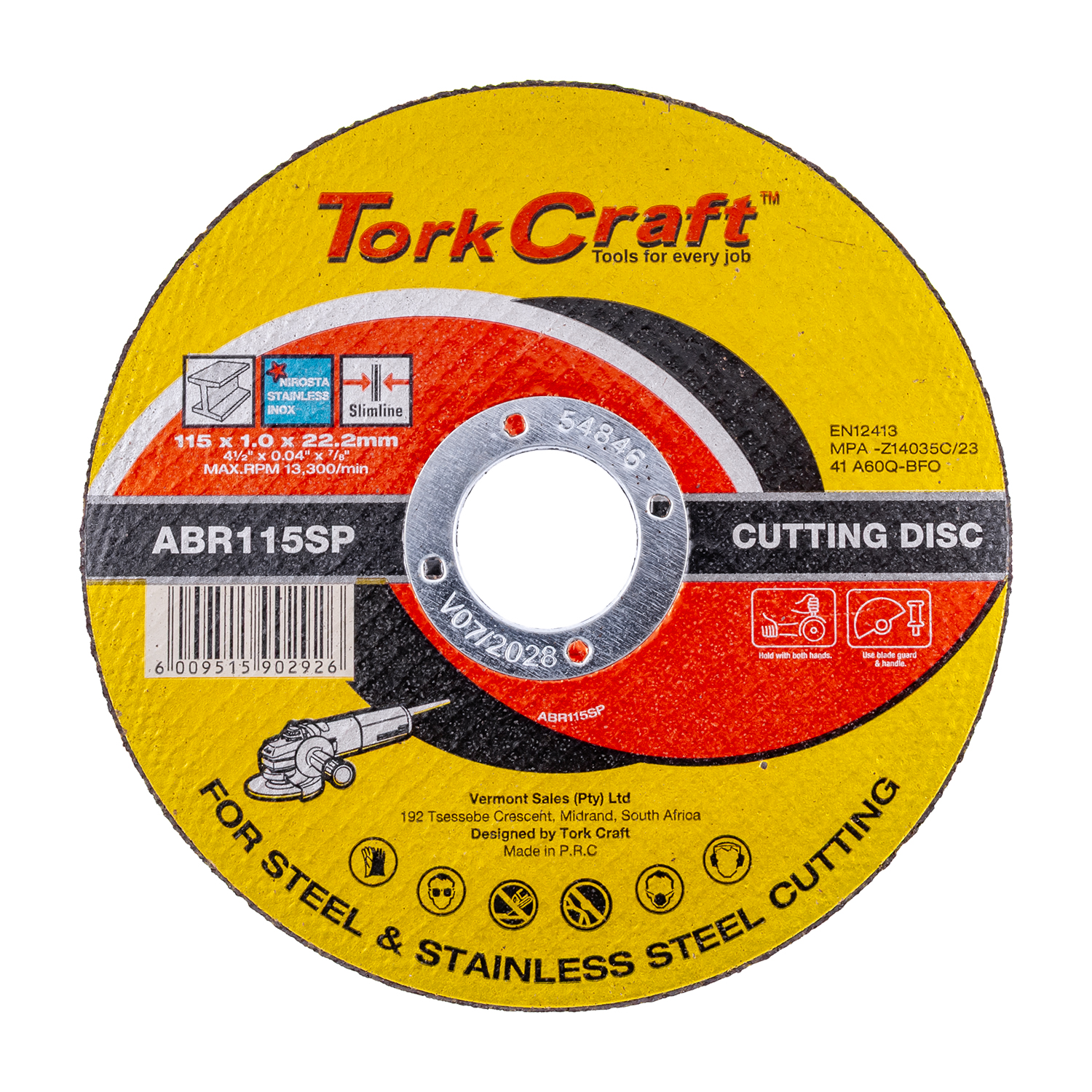 Cutting Disc Steel Metal Ss 115 X 1.0 X 22.2 Mm