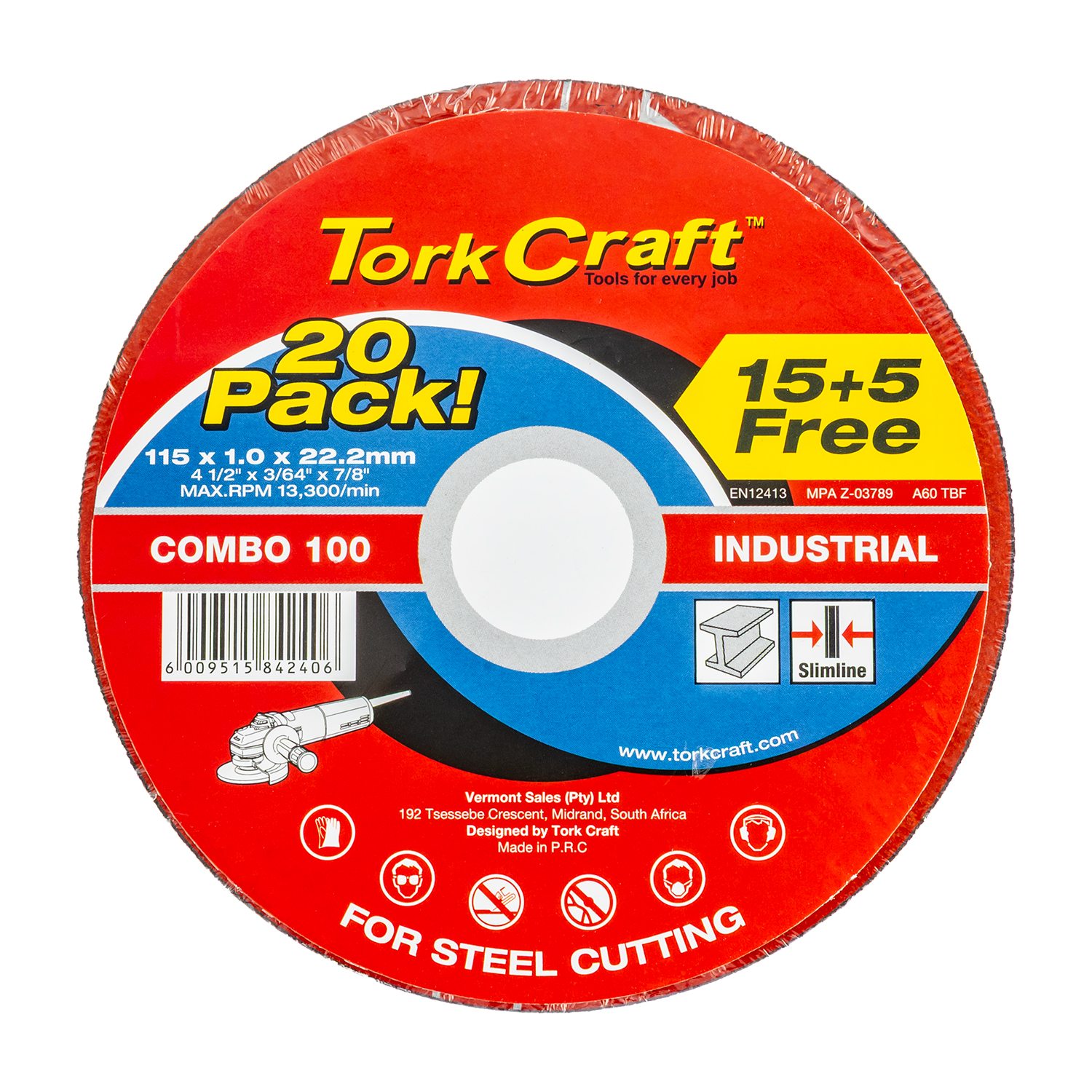 15+ 5 Free Cutting Disc Steel 115 X 1.0 X 22.2mm