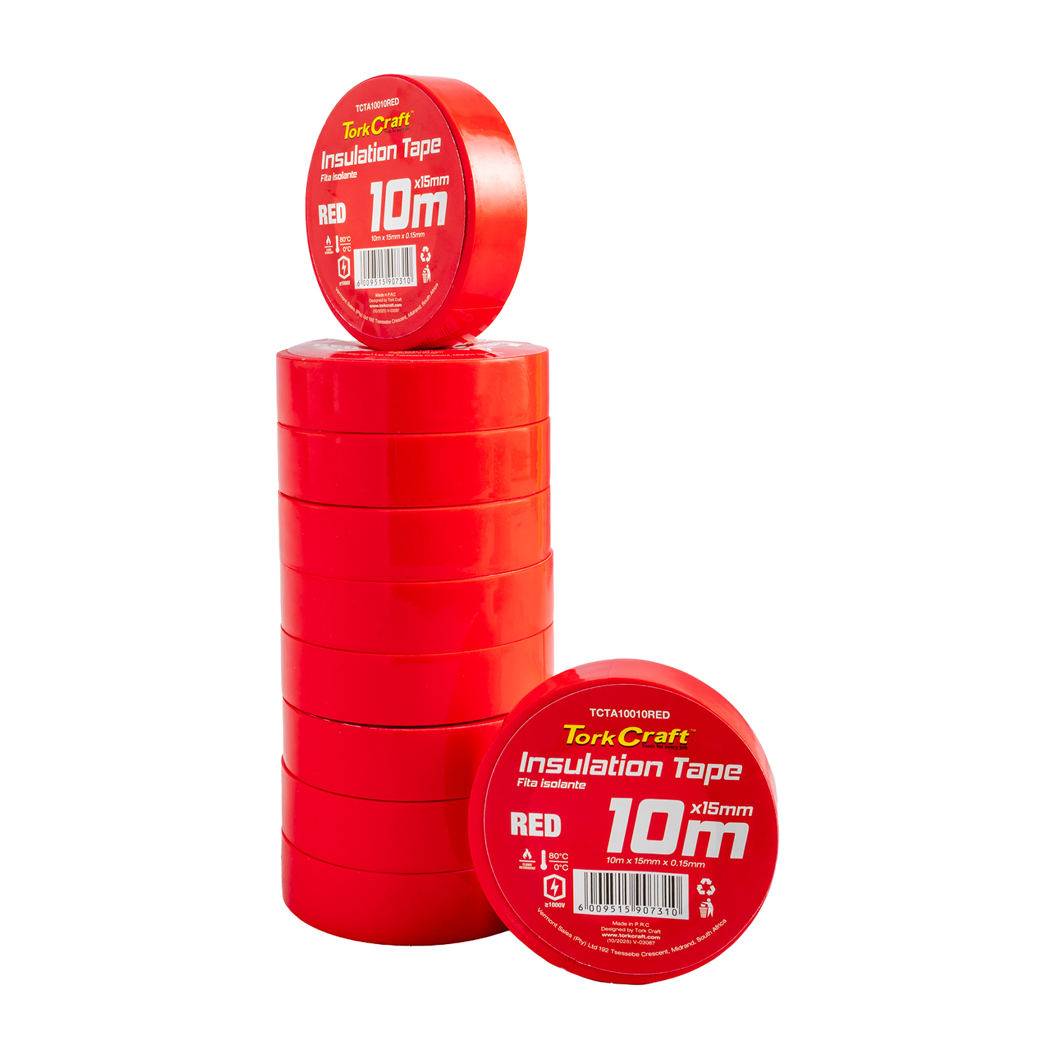 0.15mmx15mmx10m Red Insulation Tape